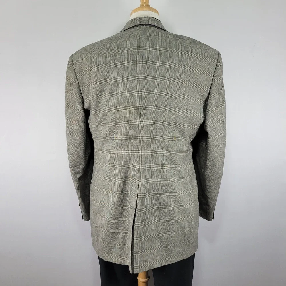 Hart Schaffner Marx Men's Sport Coat Two Button Gray‎ Plaid Worsted Wool 42L